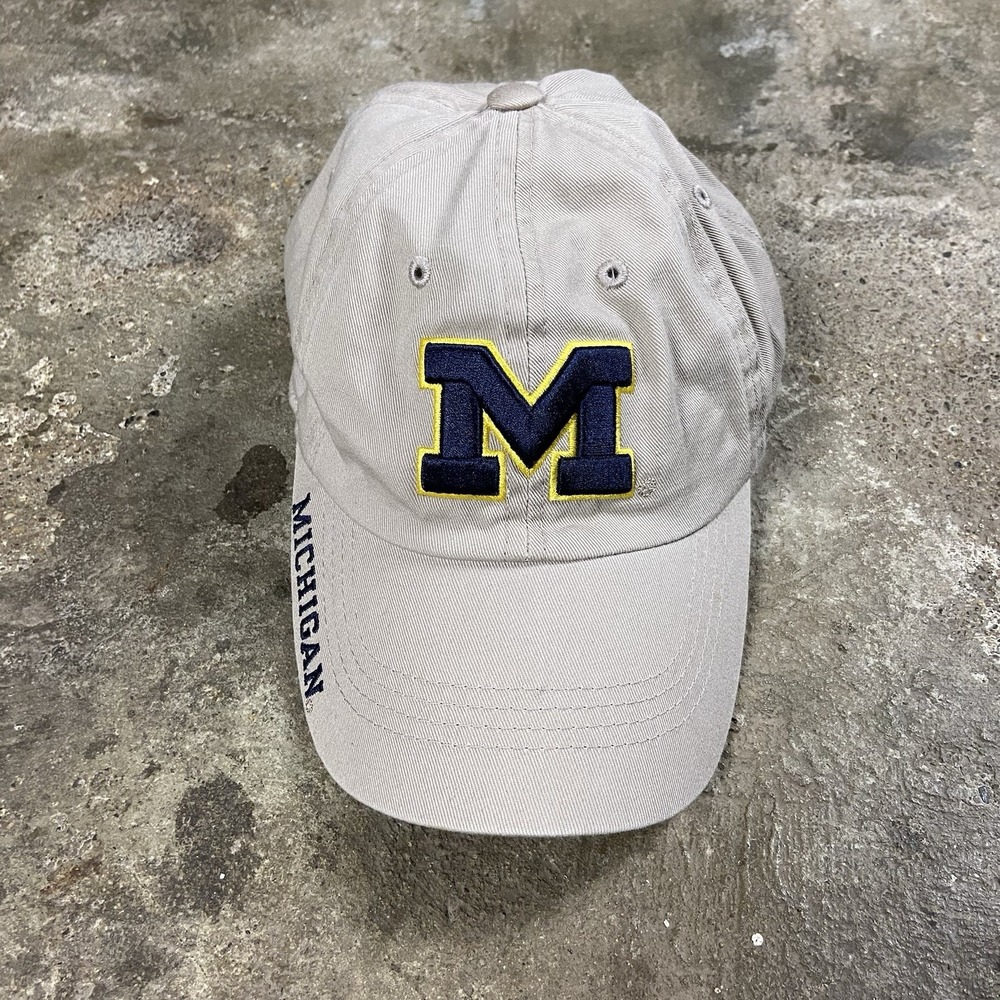 Russell Universit Of Michigan Cap Strap Back Adjustable Beige Wolverines Logo